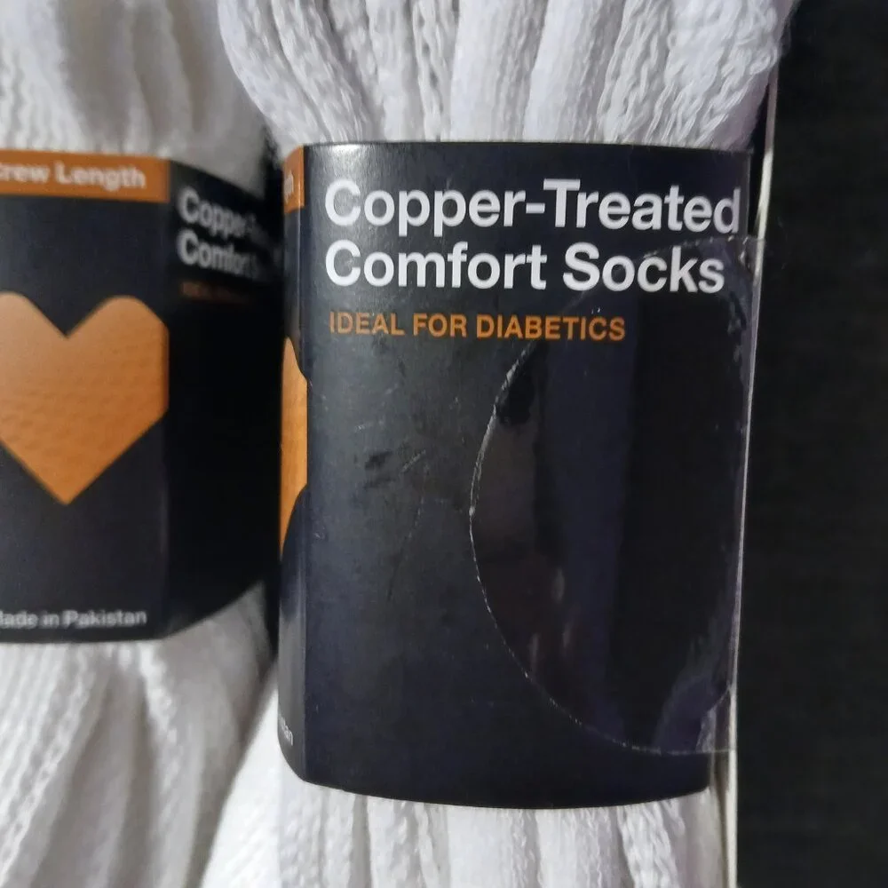 CVS  Copper Treated Comfort Socks White Two 3 Packs New